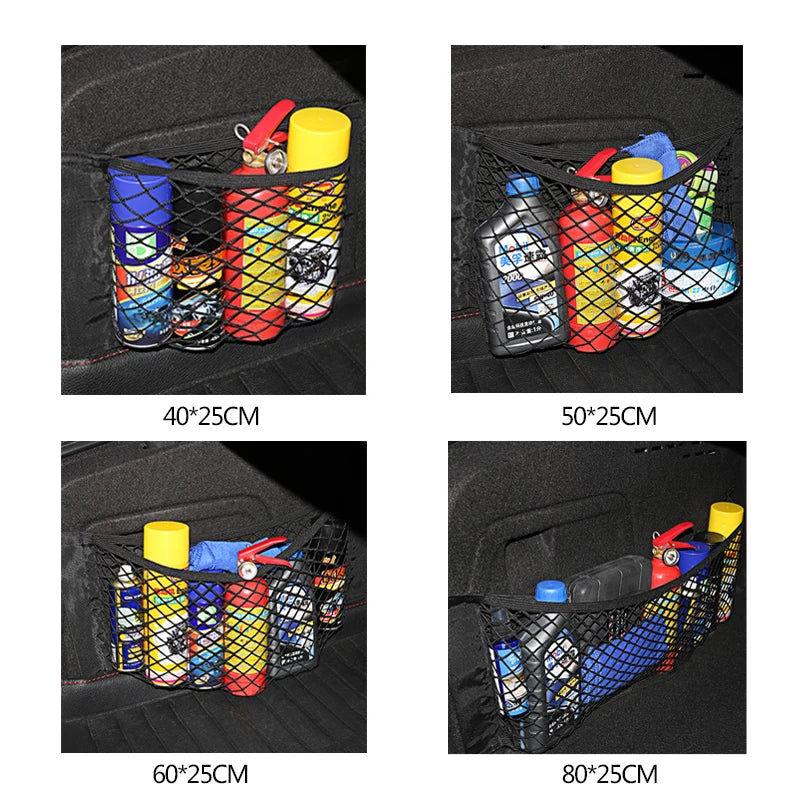 Car Trunk Storage Bag Nylon Mesh Nets Auto Back Rear Trunk Organizer Elastic String Luggage Net Holder Pocket Vehicle Supplies