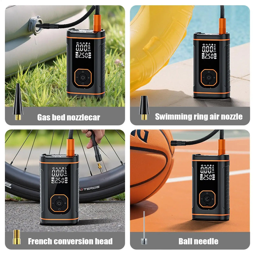 Portable Air Compressor USB Rechargeable Inflation Automotive Tools Car Tire Air Pump Portable for Auto Vehicle Motorcycle