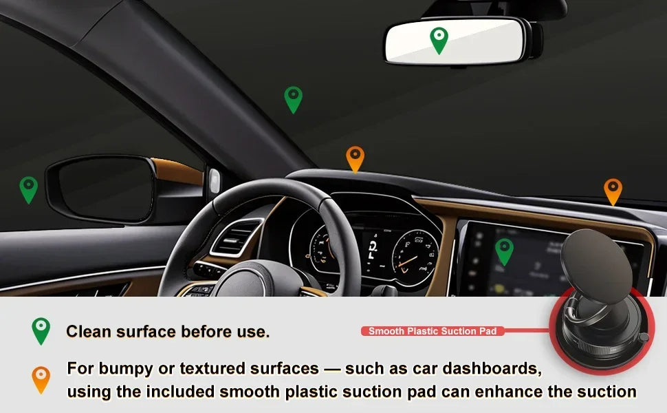 Magnetic Car Phone Mount – 360° Adjustable Vacuum Suction Holder