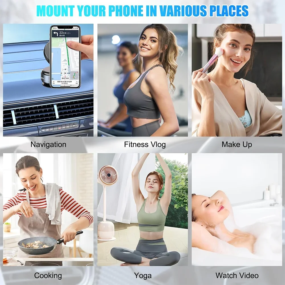 Magnetic Car Phone Mount – 360° Adjustable Vacuum Suction Holder