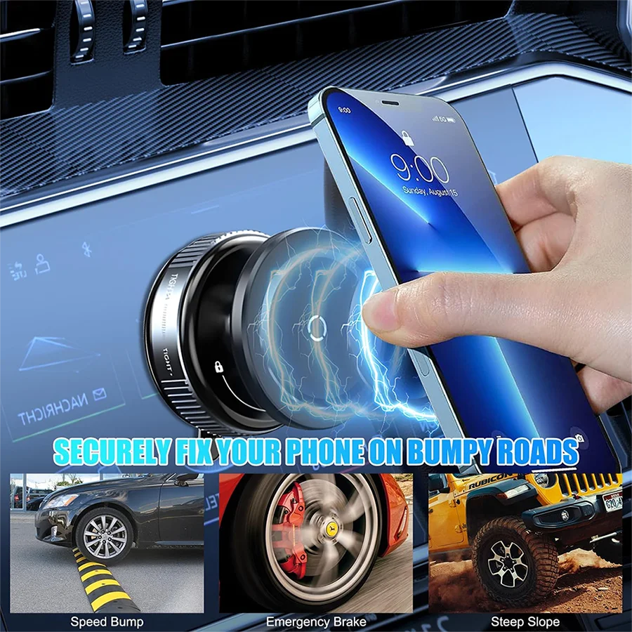 Magnetic Car Phone Mount – 360° Adjustable Vacuum Suction Holder