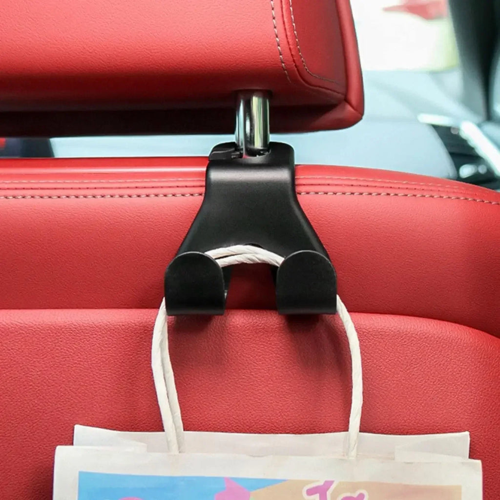 2Pcs-Car Rear Seat Double Head Storage Hook Auto Seat Headrest Hanger Handbag Phone Holder Organizer Hook Clip Decor Car Gadget