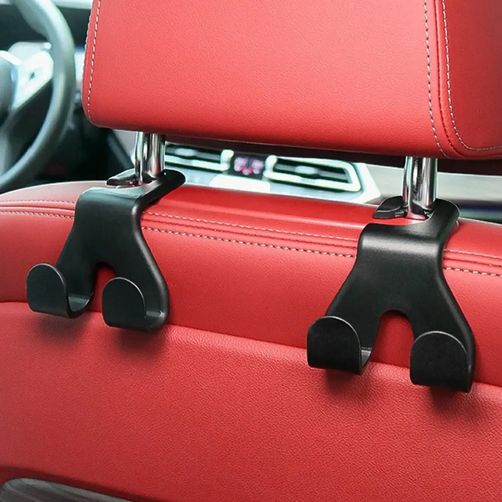 2Pcs-Car Rear Seat Double Head Storage Hook Auto Seat Headrest Hanger Handbag Phone Holder Organizer Hook Clip Decor Car Gadget